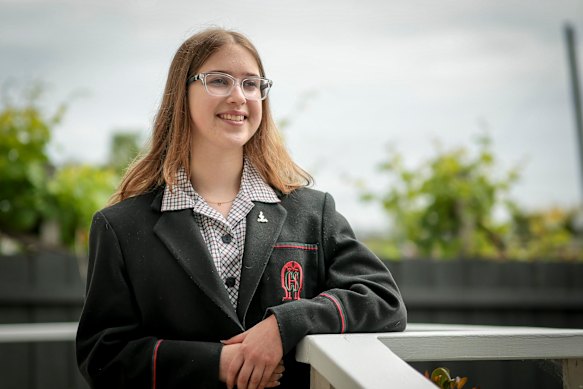 Year 12 VCE student Kaia McNeal from MacRobertson Girls School has got over 40 in multiple subjects, including biology.