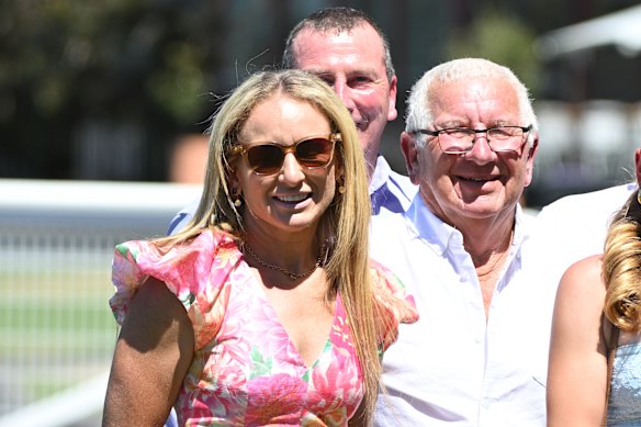 Co-trainers Ken and Kasey Keys after Alibaba’s win at Caulfield.