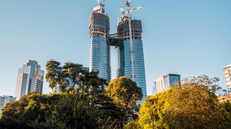 Shangri-La Melbourne in 2022, when it was under construction.