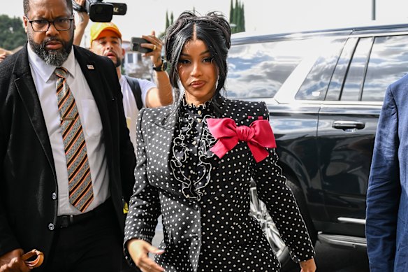 Cardi B outside court on Tuesday (LA time). She has been cleared in the civil lawsuit launched by a former security guard accusing her of assault.