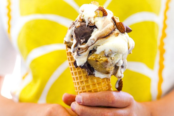 Cookie dough and chocolate fudge ice-cream.