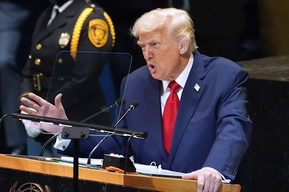 US President Donald Trump speaks to the United Nations General Assembly in New York. 