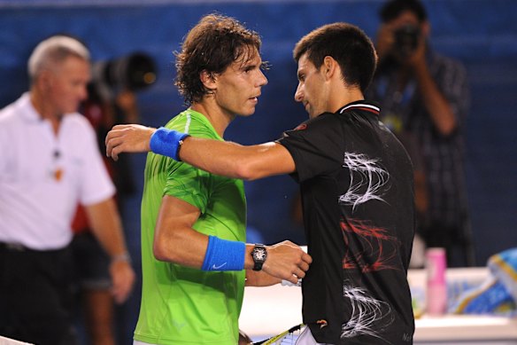 Novak Djokovic beats Rafael Nadal in the 2012 Australian Open final.