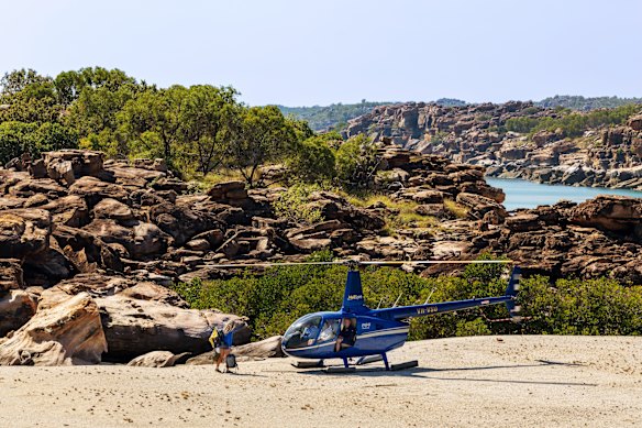 Tour rocky outcrops and the rugged coastline by helicopter.