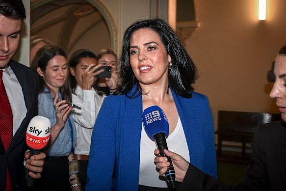 Moira Deeming outside a December Liberal party room meeting.