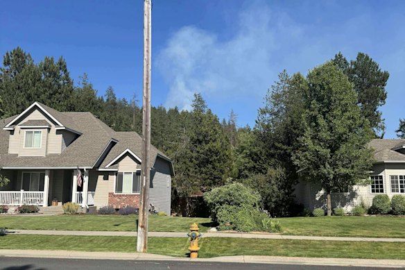 A blaze burns near Canfield Mountain  in Idaho, where a gunman ambushed firefighters responding to the fire.