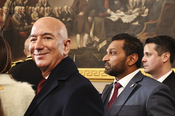  Amazon founder Jeff Bezos at Donald Trump’s inauguration ceremony in January.