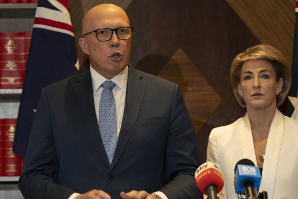 Opposition Leader Peter Dutton and Senator Michaelia Cash on Monday.