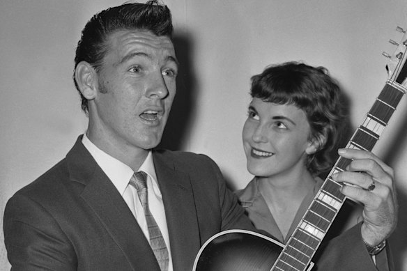 Singer Col Joye with Narelle Holden Smith in Sydney, 1959.