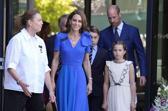 Catherine wore a cobalt design by London label Roksanda at Wimbledon.