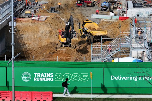 Construction is well under way on the SRL in Burwood.