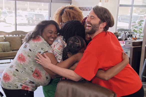 Jonathan Van Ness (right) with Jenya Reynolds, one of the heroes from Queer Eye’s ninth season.
