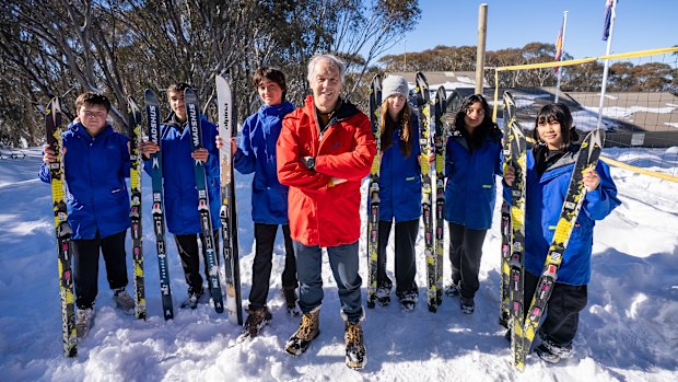 Alpine School campus principal Russell Shem with students Dylan Pilkington, 14, Terence Ioannou, 14, Ryan Braid 14, Edie Clutterbuck, 14, Samara Wahab Rahman, 14, Gloria Hong Nhien Bui, 14.
