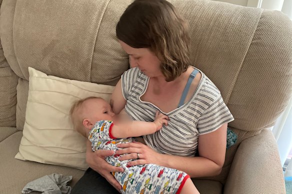 Grace Passfield with her younger son, Lucas before starting immunotherapy to treat stage 4 melanoma. 