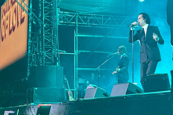 Nick Cave and the Bad Seeds perform at Fremantle Park on Saturday night.