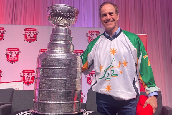 Former Australian coach Ryan Switzer with the NHL’s Stanley Cup in 2024. 