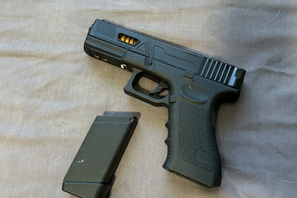 A firearm police seized from the boy’s home in December.