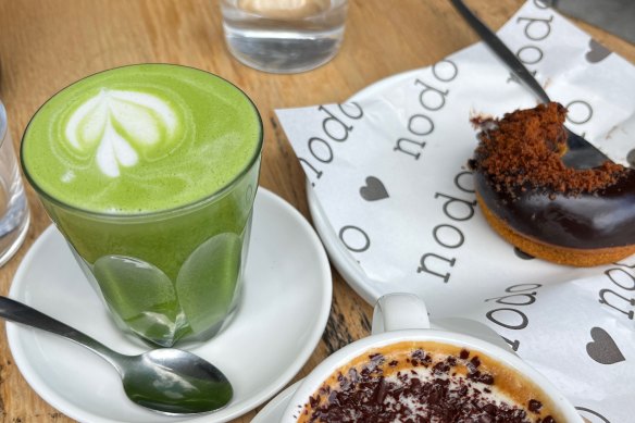 Hot matcha at Nodo Brisbane.