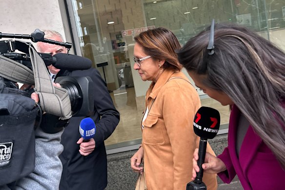 Beau Lamarre-Condon’s mother, Colleen Lamarre, leaves court on Tuesday.