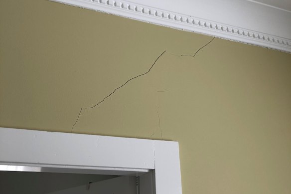 A photo of building cracks reported by a resident in Rose Bay.