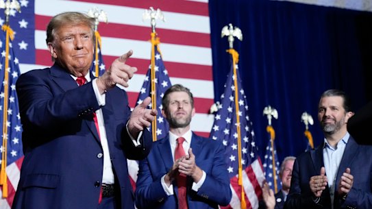 It’s a lucrative presidency: Donald Trump with sons Eric and Don Jr.