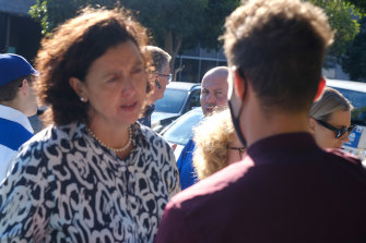 Kooyong independent candidate Monique Ryan handing out flyers at a pre-polling booth this month.