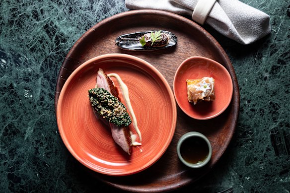 “Elements of Aylesbury duck” is a signature medley, although the preparations change.