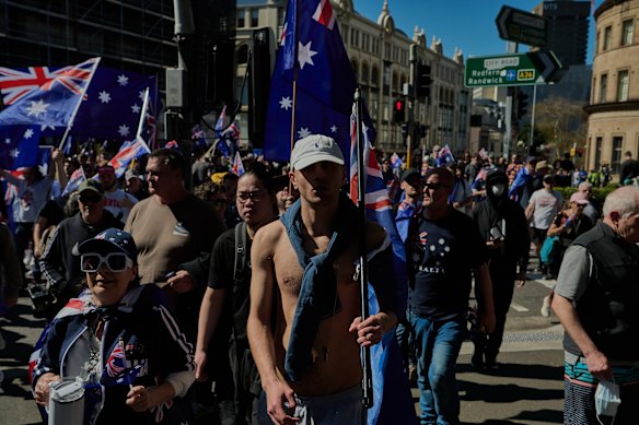 Anti-immigration march in Belmore park in Sydney on Sunday.