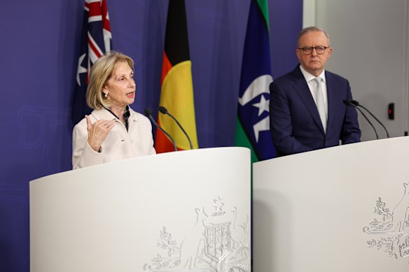 Special envoy to combat antisemitism Jillian Segal and Prime Minister Anthony Albanese on Thursday.