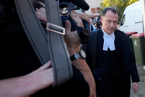 Defence lawyer Colin Mandy, SC, leaves court on verdict day.