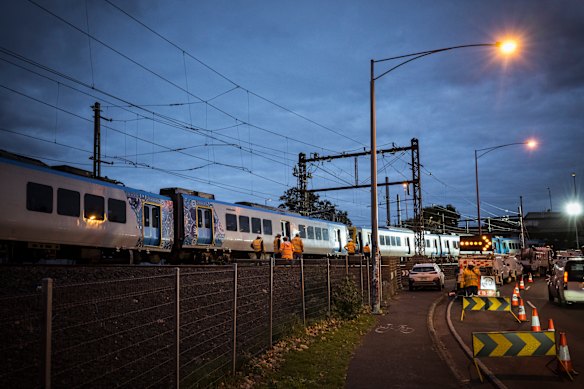 Two train lines have been suspended indefinitely after a passenger train came off the rails at Clifton Hill.