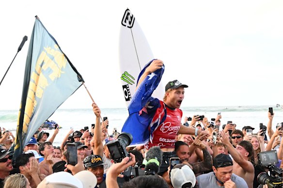 Ethan Ewing celebrates his triumph.