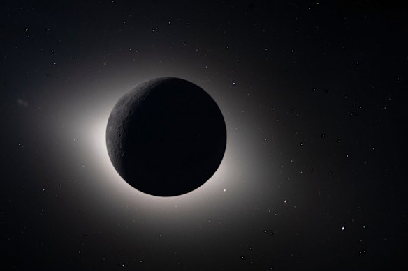 An image captured by the Artemis II crew from lunar orbit, showing the moon eclipsing the sun on April 6 this year.