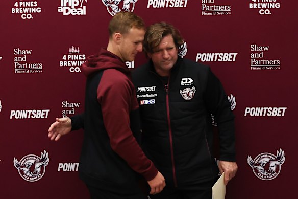 Daly Cherry-Evans and Des Hasler together in 2022.