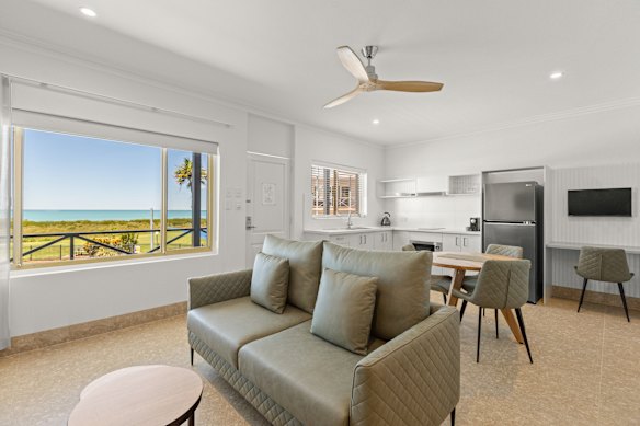 Inside a one-bedroom pool view suite.