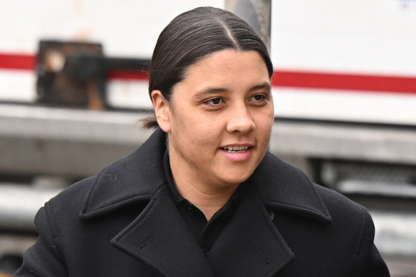 Sam Kerr outside court on Monday in London.