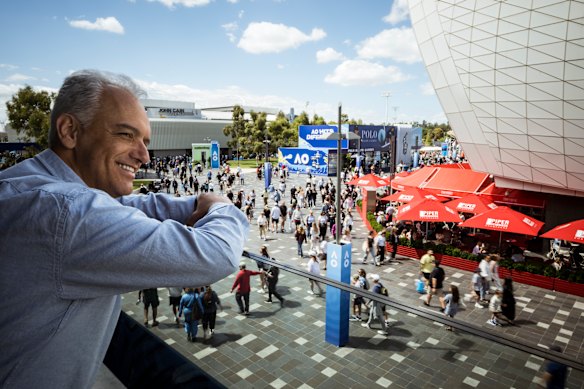 Ricardo Fort, international branding expert and founder of Sport by Fort global consultancy, surveys brand activations at Melbourne Park. 