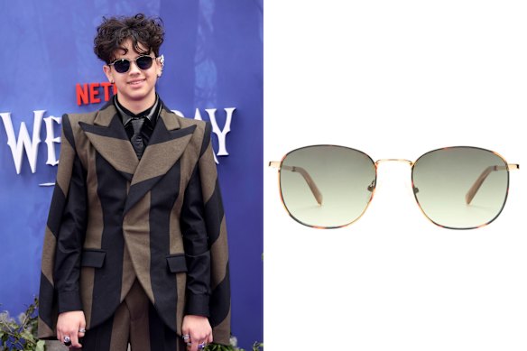  LeSpecs “Neptune” sunglasses in gold tortoiseshell, $79.