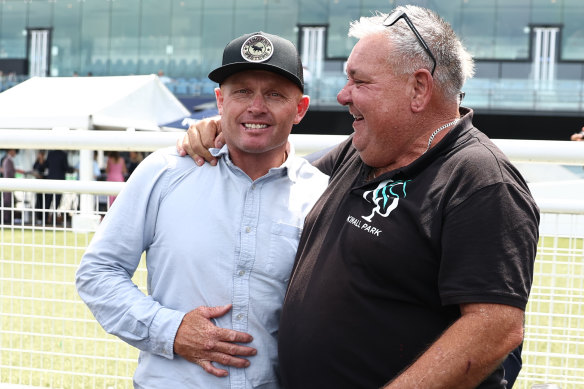 Trainer Allan Kehoe (left).