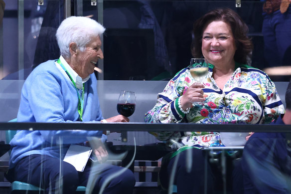 Australian Olympic great Dawn Fraser (left) and Gina Rinehart in 2024.