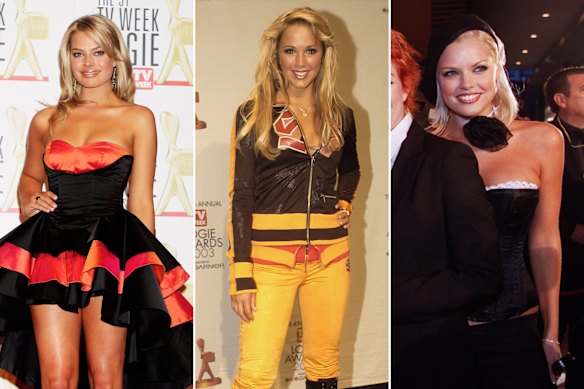 Margot Robbie, Bec Cartwright Hewitt and Sophie Monk on past Logies red carpets.