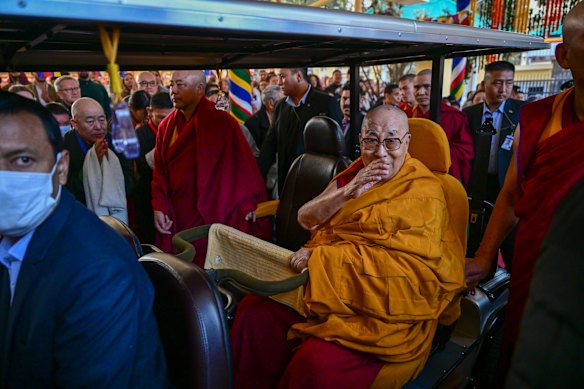 The Tibetan spiritual leader, the 14th Dalai Lama, arrives to attend the official ceremony marking the 86th anniversary of enthronement of His Holiness the 14th Dalai Lama in Tsuglakhang complex at HH Dalai Lama Temple, Dharamsala, India. Over four days, Tibetan monks, nuns, and devotees usher in the New Year with temple rituals, nunnery life, and a rare glimpse inside the Dalai Lama’s private residence. 