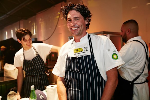 Colin Fassnidge cooking at OzHarvest’s CEO Cookoff in Sydney. 