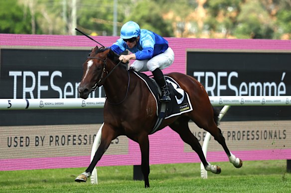 James MacDonald boots home Pembrey  to win the Magic Night Stakes.
