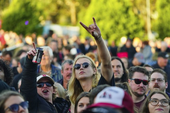 Music fans astatine  the Pandemonium Music Festival successful  Scoresby connected  Saturday.