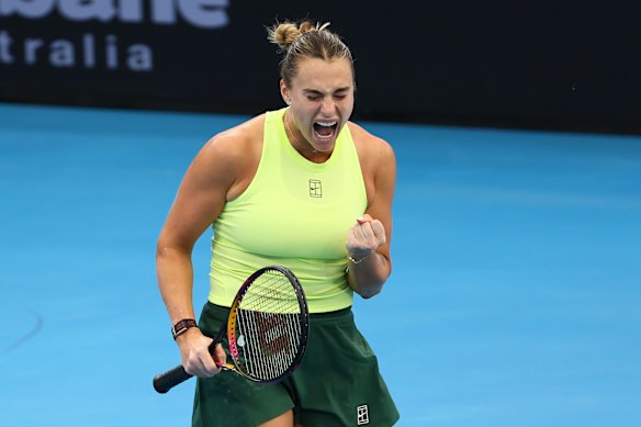 Sabalenka displays her grit at the Brisbane International at the weekend. 