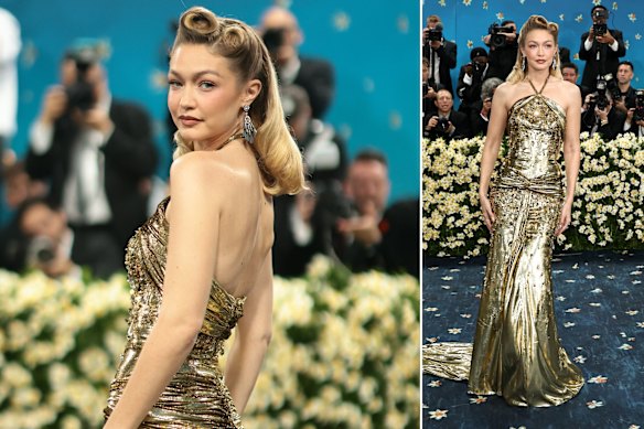 Gigi Hadid in Miu Miu at the Met Gala this year.
