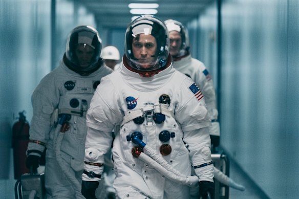Ryan Gosling as Neil Armstrong in First Man.
