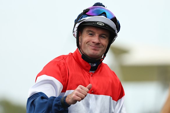 Reece Jones after winning on Mortal Halo at Rosehill on December 7.