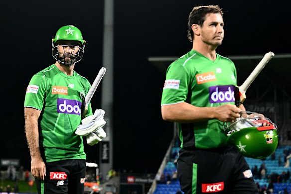 Glenn Maxwell and Hilton Cartwright of the Stars looked dejected after the game.